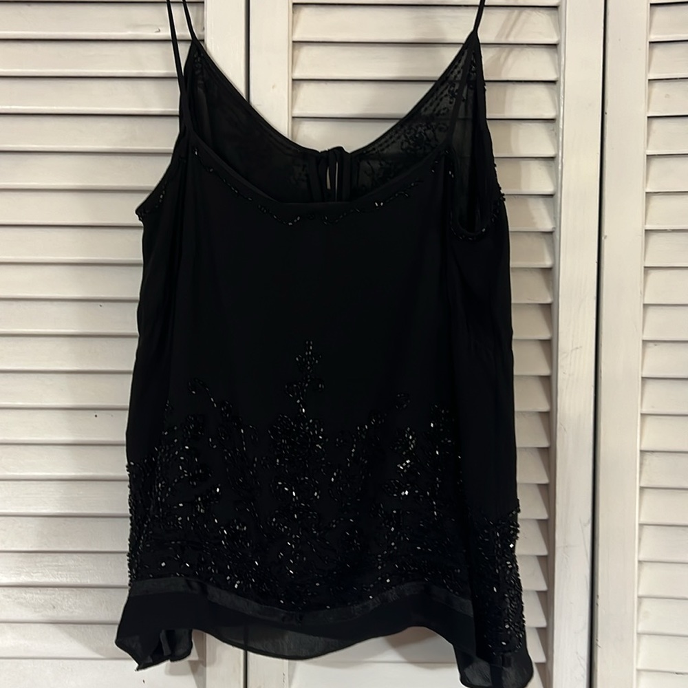 DKNY Black Beaded 100% Silk Camisole Size 4